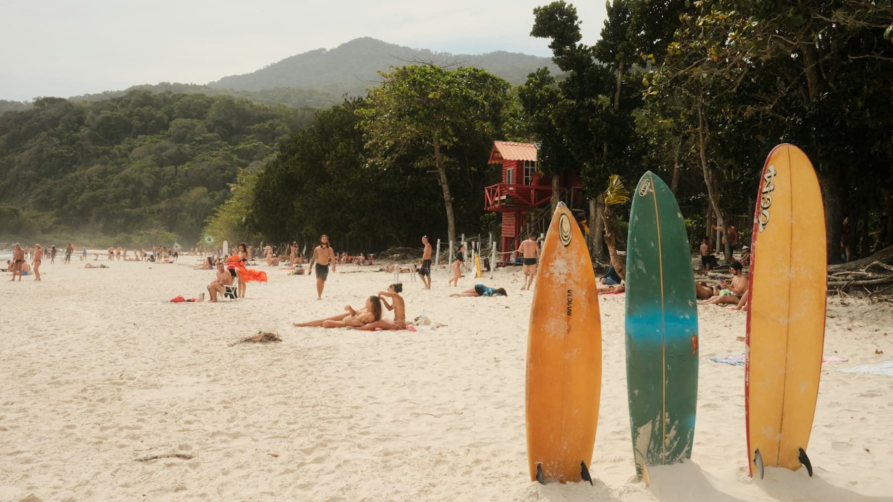Surfboards on a beach in Brazil